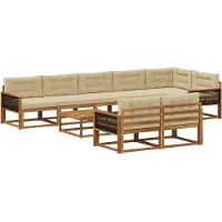 vidaXL Buiten bank set 9 st Natuurlijk en Beige