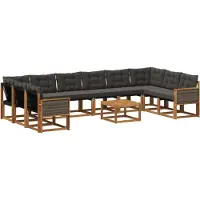 vidaXL Buiten bank set 11 st Naturel en Zwart