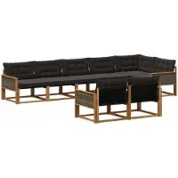 vidaXL Buiten bank set 8 st Naturel en Zwart
