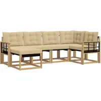 vidaXL Buiten bank set met kussen 6 pcs Wit en Beige