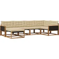 vidaXL Buiten bank set 6 st Natuurlijk en Beige Massief Acacia Hout