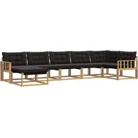 vidaXL Buiten bank set 7 st Wit en zwart Massief Acacia Hout
