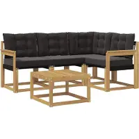 vidaXL Buiten bank set 5 st Wit en zwart