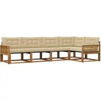 vidaXL Buiten bank set 5 st Natuurlijk en Beige