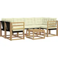 vidaXL Buiten bank set 7 st Wit en crèmekleurig