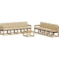 vidaXL Buiten bank set met kussen 9 pcs Wit en Beige