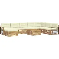 vidaXL Buiten bank set 9 st Wit en crèmekleurig Massief Acacia Hout