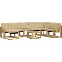 vidaXL Buiten bank set 9 st Wit en Beige