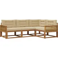 vidaXL Buiten bank set 4 st Natuurlijk en Beige