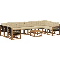 vidaXL Buiten bank set 11 st Natuurlijk en Beige