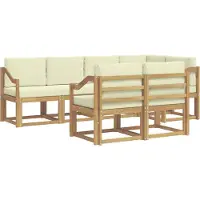 vidaXL Buiten bank set 7 st Wit en crèmekleurig Polyester