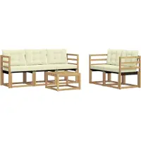 vidaXL Buiten bank set 6 st Wit en crèmekleurig