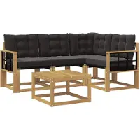 vidaXL Buiten bank set 5 st Wit en zwart