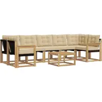 vidaXL Buiten bank set 8 st Wit en Beige
