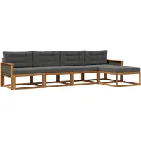 vidaXL Buiten bank set met kussen 5 pcs Natuurlijk en Antraciet
