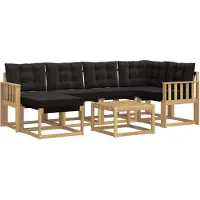 vidaXL Buiten bank set met kussen 7 pcs Wit en zwart