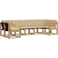 vidaXL Buiten bank set 7 st Wit en Beige