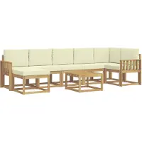vidaXL Buiten bank set 8 st Wit en crèmekleurig Polyester