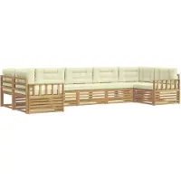 vidaXL Buiten bank set met kussen 7 pcs Wit en crèmekleurig
