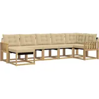 vidaXL Buiten bank set 7 st Wit en Beige