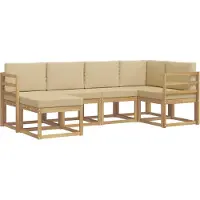 vidaXL Buiten bank set 6 st Wit en Beige Polyester