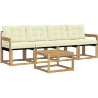 vidaXL Buiten bank set 5 st Wit en crèmekleurig