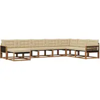 vidaXL Buiten bank set 8 st Natuurlijk en Beige Massief Acacia Hout