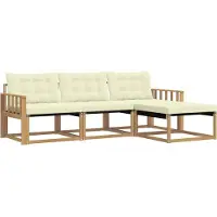 vidaXL Buiten bank set 4 st Wit en crèmekleurig