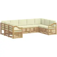 vidaXL Buiten bank set 9 st Wit en crèmekleurig Polyester