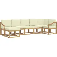 vidaXL Buiten bank set 7 st Wit en crèmekleurig Polyester