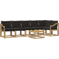 vidaXL Buiten bank set met kussen 7 pcs Wit en zwart