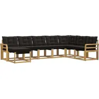 vidaXL Buiten bank set met kussen 8 pcs Wit en zwart