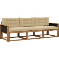 vidaXL Buiten bank set 3 st Natuurlijk en Beige