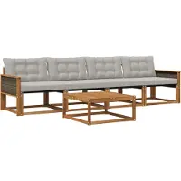vidaXL Buiten bank set 5 st Naturel en lichtgrijs