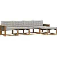 vidaXL Buiten bank set 5 st Naturel en lichtgrijs