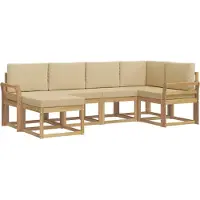 vidaXL Buiten bank set 6 st Wit en Beige Polyester