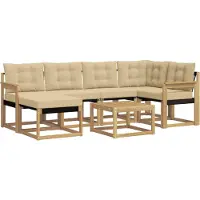 vidaXL Buiten bank set 7 st Wit en Beige