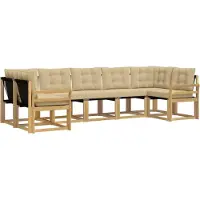 vidaXL Buiten bank set 7 st Wit en Beige