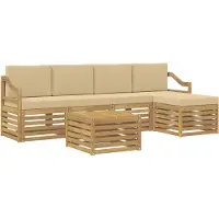 vidaXL Buiten bank set met kussen 6 pcs Wit en Beige Polyester