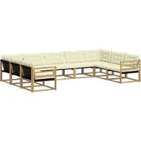 vidaXL Buiten bank set 9 st Wit en crèmekleurig