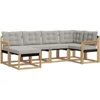 vidaXL Buiten bank set 6 st Wit en Lichtgrijs
