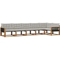 vidaXL Buiten bank set 6 st Naturel en lichtgrijs