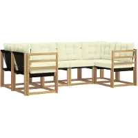 vidaXL Buiten bank set 6 st Wit en crèmekleurig