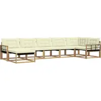 vidaXL Buiten bank set 7 st Wit en crèmekleurig Massief Acacia Hout