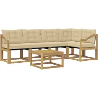 vidaXL Buiten bank set 6 st Wit en Beige