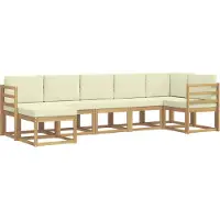 vidaXL Buiten bank set met kussen 7 pcs Wit en crèmekleurig Polyester