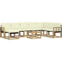 vidaXL Buiten bank set 9 st Wit en crèmekleurig