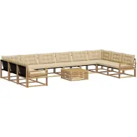 vidaXL Buiten bank set 11 st Wit en Beige