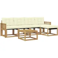vidaXL Buiten bank set 6 st Wit en crèmekleurig