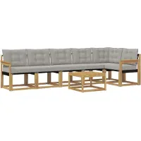 vidaXL Buiten bank set 7 st Wit en Lichtgrijs